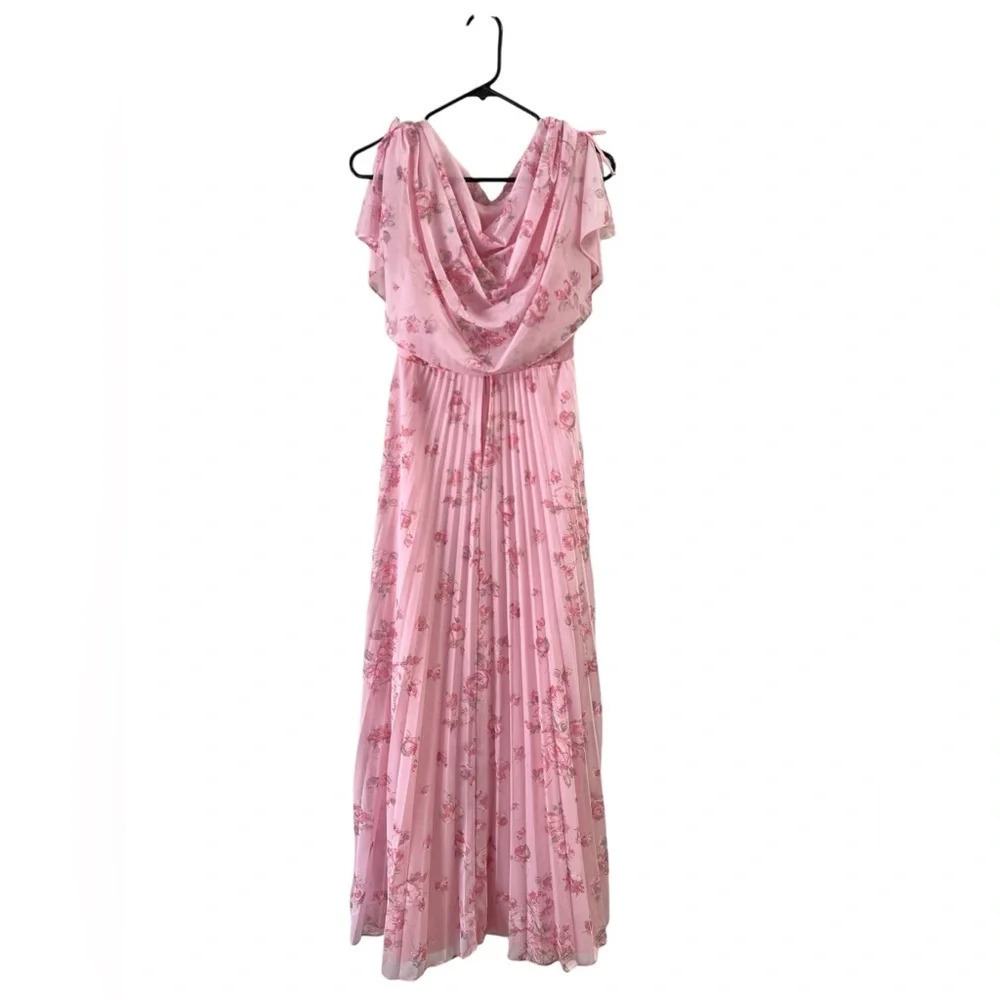 Pink floral formal long dress - Picture 3 of 5